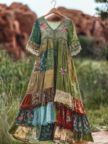 Vestido Cotidiano Estampa Vintage de Verão para Férias 7e47