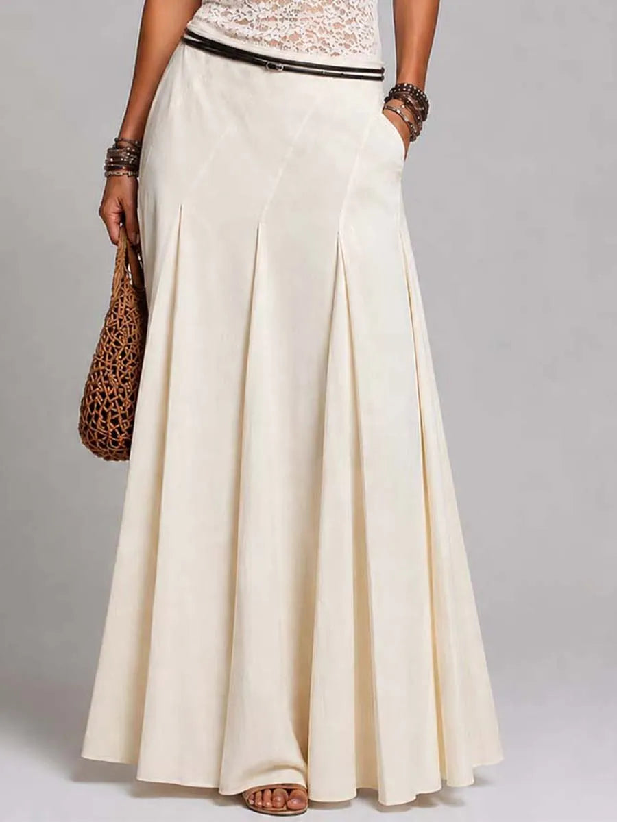 Ensemble deux pièces vintage : débardeur en dentelle et jupe longue plissée