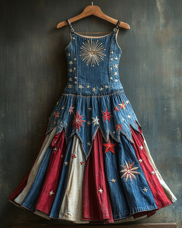 Vestido casual de verão com tema de Dia da Independência d3e1