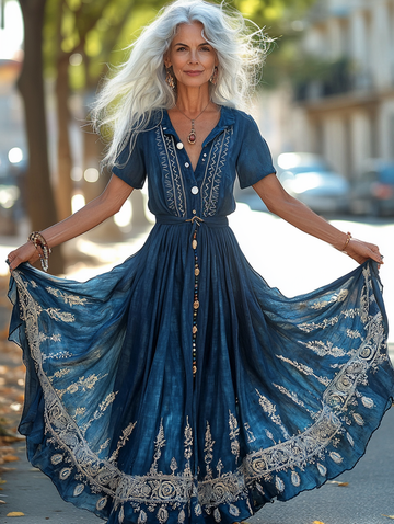 Abito elegante a contrasto per le vacanze estive 40e0