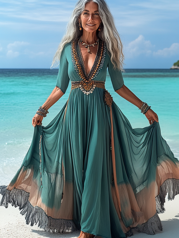 Vestido elegante de verão com contraste de cores 27ef