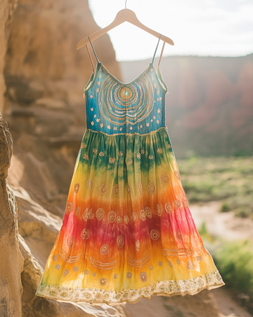 Vestido de Renda Bordado para Férias de Verão 84af