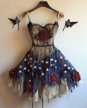 Vestido Casual de Verão com Tema de Dia da Independência 4184