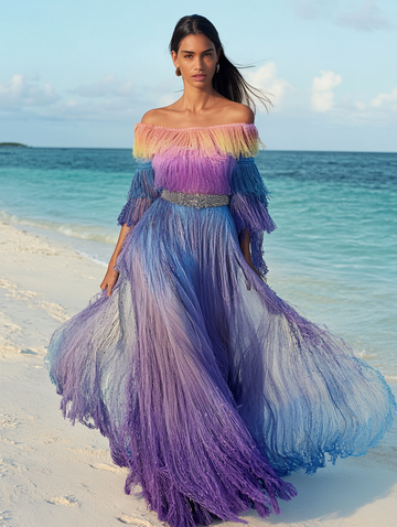 Vestido elegante de verão com contraste de cores 2949