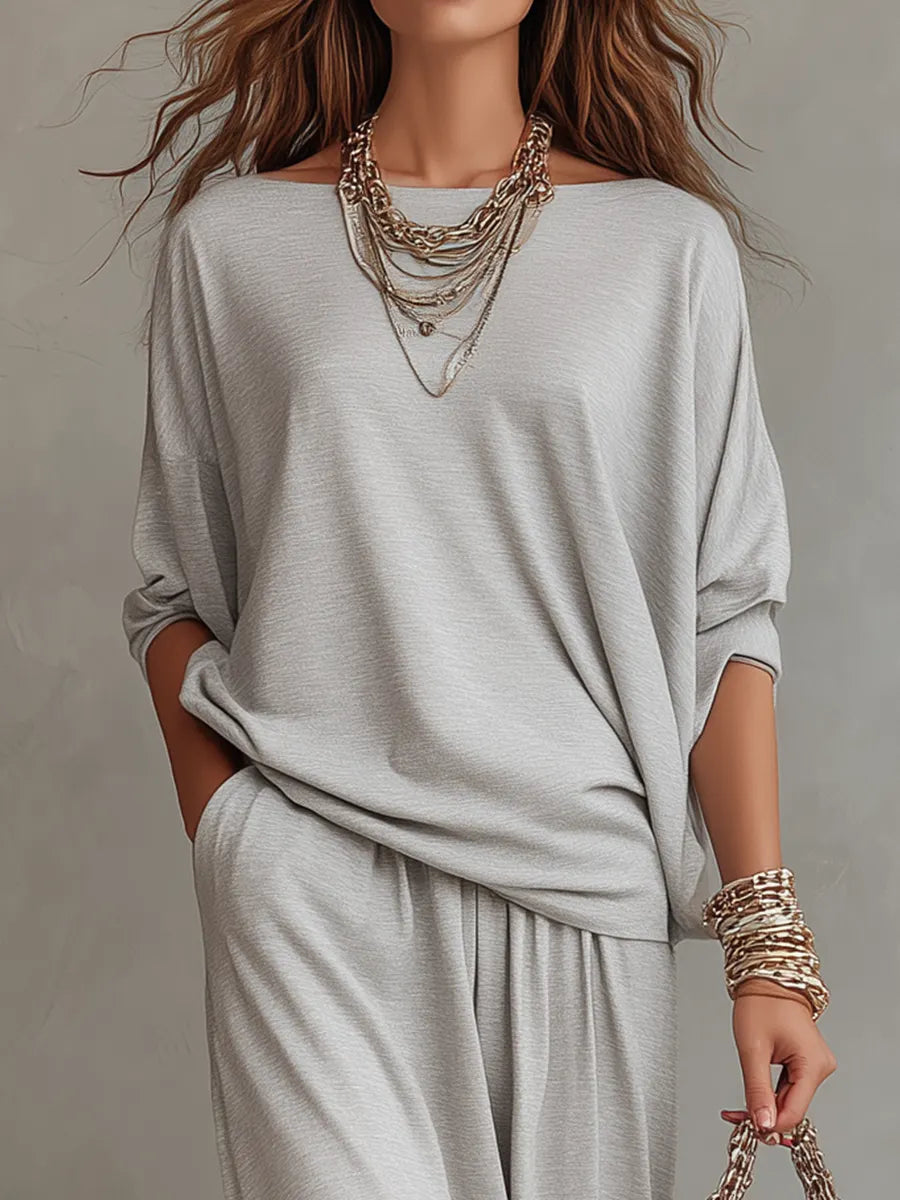 Minimalist Relaxed Top & Midi Skirt Set