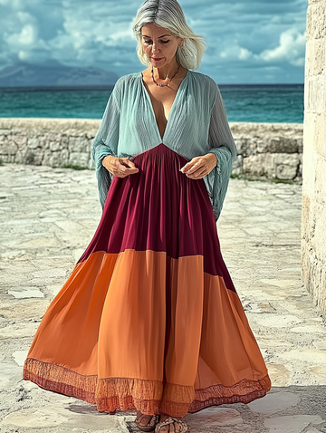 Vestido elegante de verão em cores contrastantes 6d5b