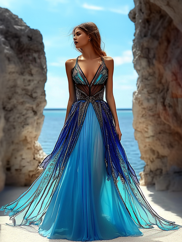 Vestido elegante boêmio para as férias de verão a2de