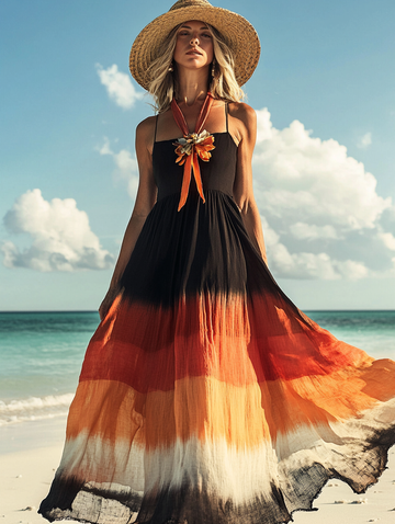 Vestido elegante de verão em cores contrastantes aab2