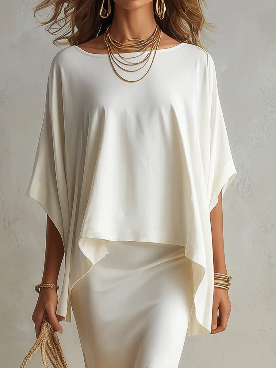 Ensemble fluide jupe et top chauve-souris