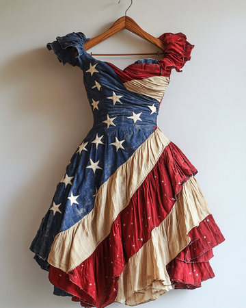 Vestido de verão com tema de bandeira e alças 1f4f