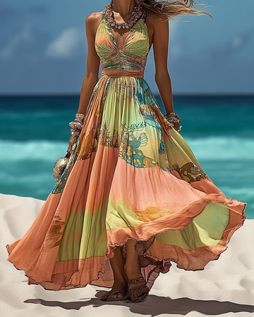 Abito elegante color block per le vacanze estive 7770