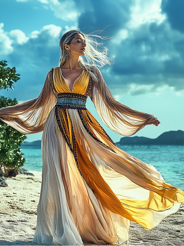 Vestido elegante de verão com contraste de cores 4bce