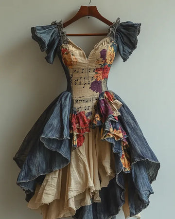 Vestido de design de moda com tema musical casual de verão a287