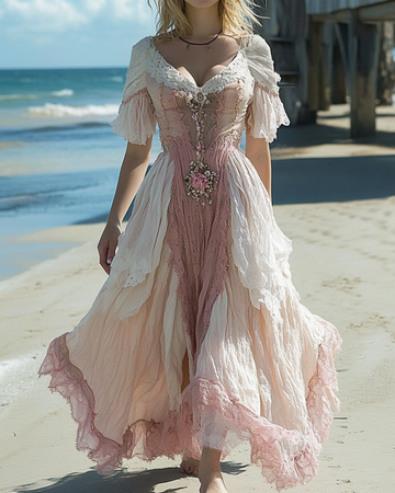 Vestido de Retalhos com Renda e Babado c22d