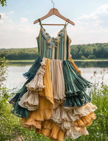Vestido de Verão Artesanal em Renda Patchwork 5163