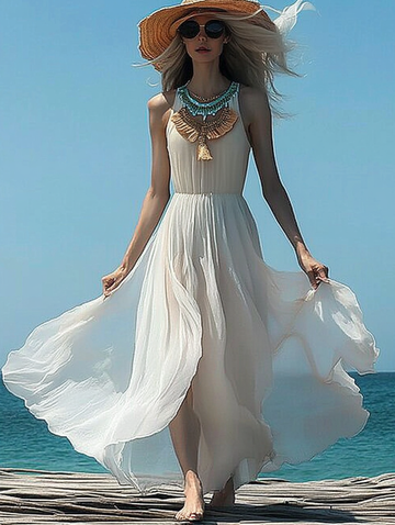 Vestido elegante de verão com contraste de cores b8fb