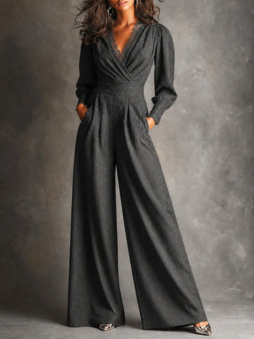 Combinaison ample en dentelle anthracite