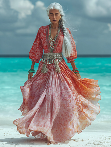 Vestido elegante de verão com cores contrastantes 42ab