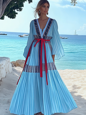 Vestido elegante de verão com contraste de cores 2fa1