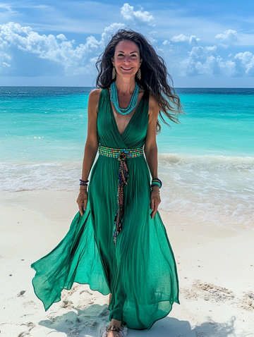 Vestido elegante com contraste de cores para as férias de verão f639