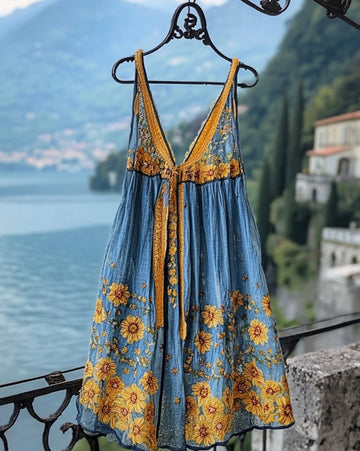 Robe en lin tournesol pour les vacances d'été 9b22