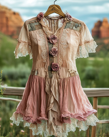 Camicia Estiva in Pizzo Floreale con Patchwork 9a5d