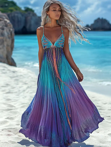 Vestido elegante de verão com contraste de cores 22ce