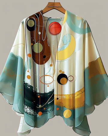 Cardigan in chiffon con stampa retrò divertente per le vacanze estive e53a