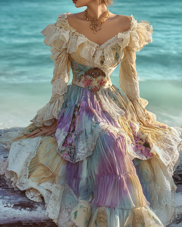 Vestido Confortável Patchwork Renda Bordado Floral Verão 12bb