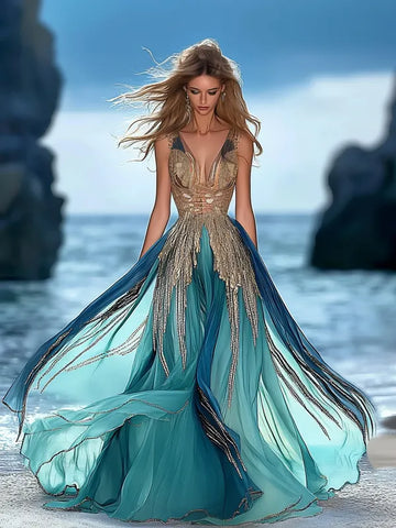 Vestido boêmio elegante para as férias de verão da51
