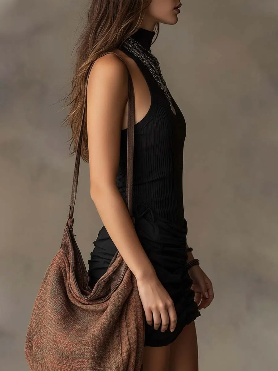 Miniabito Bohemian a Costine con Halter e Ruches
