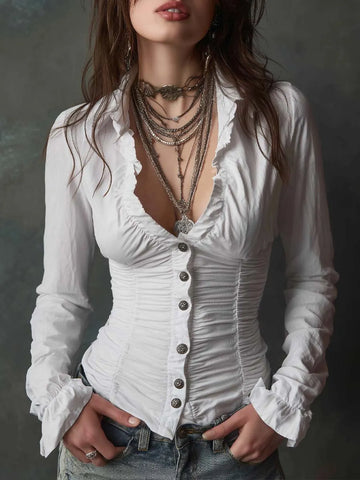 Blusa Franzida Vintage com Babados