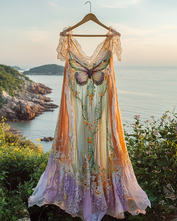 Vestido Verão Renda Contraste Franzido 3997